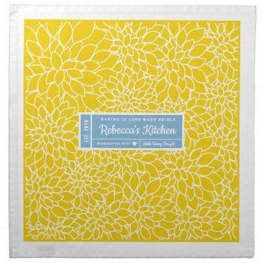 Artisan Rising Dough Cover Dahlia Yellow Blue Cloth Napkin