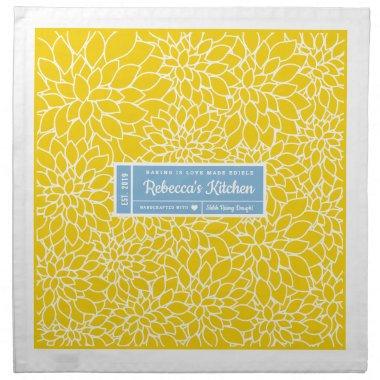 Artisan Rising Dough Cover Dahlia Yellow Blue Cloth Napkin