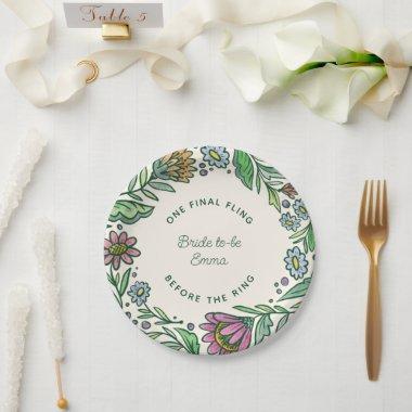 Artistic Scandinavian Folk Floral Bridal Shower Cl Paper Plates