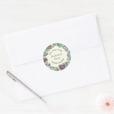 Artistic Scandinavian Folk Floral Bridal Shower Classic Round Sticker