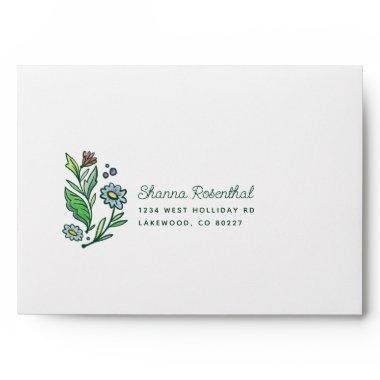 Artistic Scandinavian Folk Floral Bridal Shower Envelope