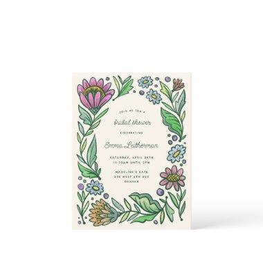 Artistic Scandinavian Folk Floral Bridal Shower PostInvitations