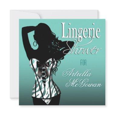 Artrella custom Bombshell Lingerie Zebra Corset Invitations