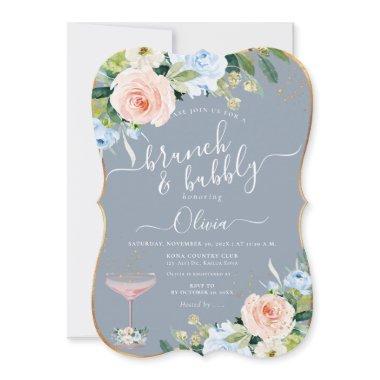 ArtsApp H2 Blush Pink Blue Roses Brunch Bubbly Invitations