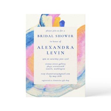 Artsy Abstract Blue Watercolor Bridal Shower Invitations