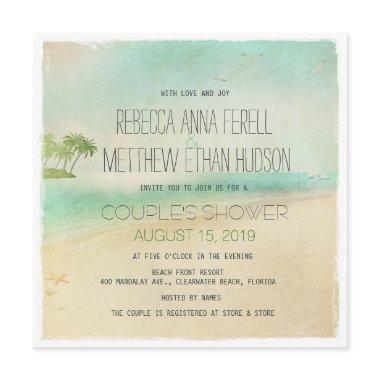 Artsy Retro Vintage Peaceful Beach Couple's Shower