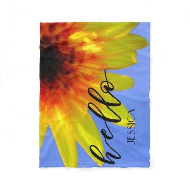 Artsy Sunflower Bold Bright Hello Sunshine Custom Fleece Blanket