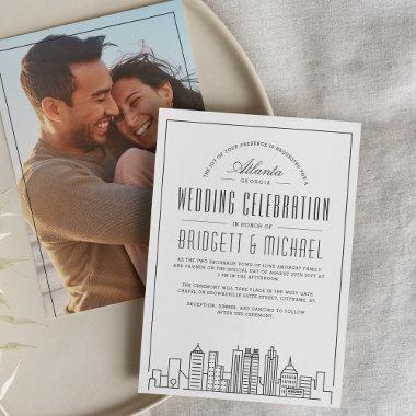 Atlanta Wedding | Modern Deco City Skyline Invitations