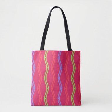Attention Grabber Periwinkle Lime Melon Waves Rose Tote Bag