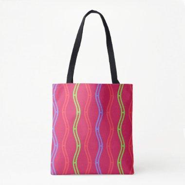 Attention Grabber Periwinkle Lime Melon Waves Rose Tote Bag