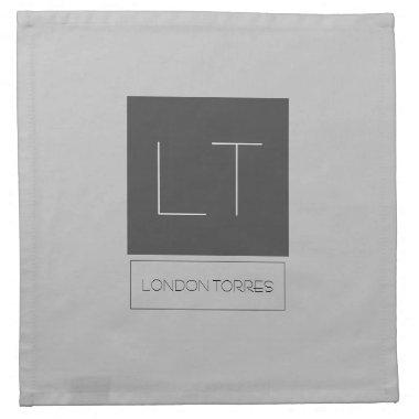 Attractive Monogram Grey Plain Name Cloth Napkin