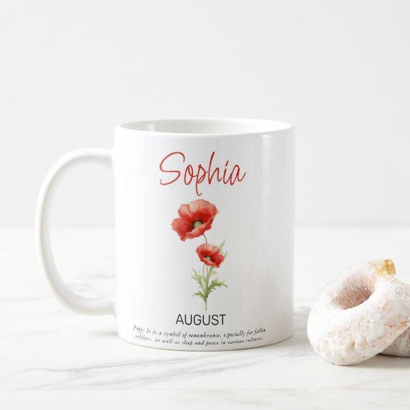 August Personalized Birth Flower Coffee Mug