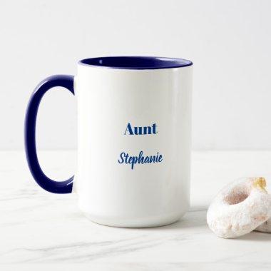 Aunt Custom Name Weddings Blue White Gift Mug