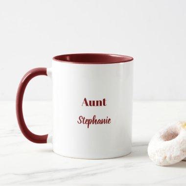 Aunt Gifts Custom Name Burgundy Red White Favor Mug