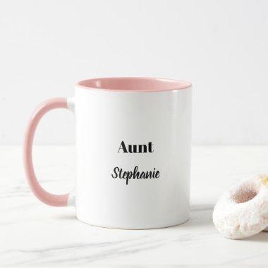 Aunt Gifts Custom Name Pink Black White Cute Mug