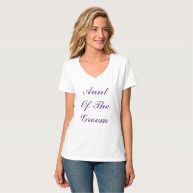 Aunt Of The Groom Weddings Purple White Trendy T-Shirt