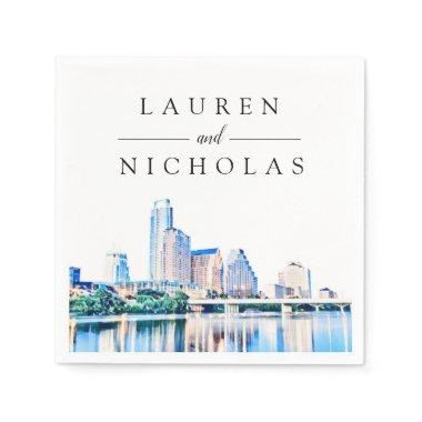 Austin Texas Skyline Personalized Wedding Napkins