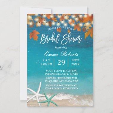 Autumn Beach Wedding Starfish Bridal Shower Invitations