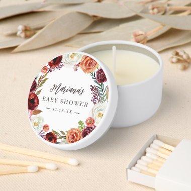Autumn Boho Blooms Personalized Baby Shower Mini Candle Favors