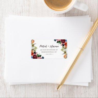 Autumn Boho Blooms Wedding Return Address Label