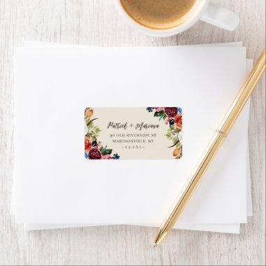 Autumn Boho Blooms Wedding Return Address Label