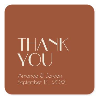 Autumn Boho Deco | Rust Wedding Thank You Square Sticker