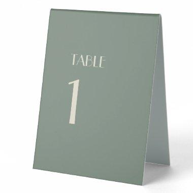 Autumn Boho Deco Sage Green Table Number Tent Sign