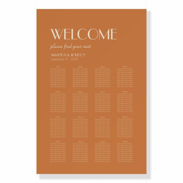 Autumn Boho Deco Terracotta Seating Chart Welcome Foam Board