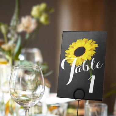 Autumn Bride Chalkboard Sunflower Party Table Number