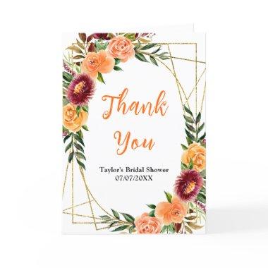 Autumn Burgundy and Orange Floral  Thank You