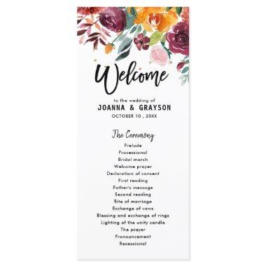 Autumn Burgundy Blush Floral Blossom Bridal Shower Menu