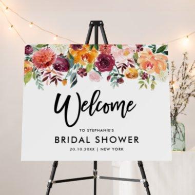 Autumn Burgundy Blush Floral Bridal shower welcome Foam Board