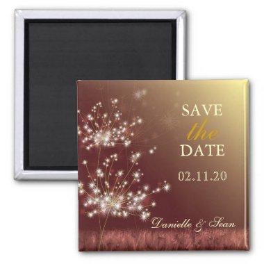 Autumn Dandelion Brown Wedding Save the Date Magnet