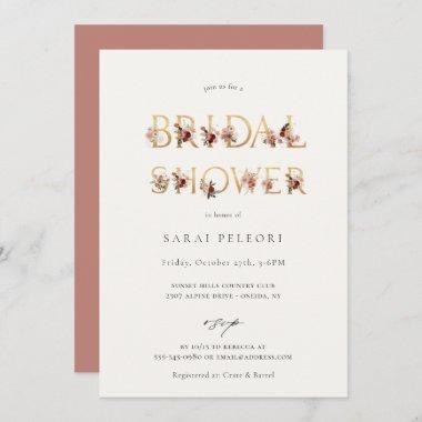 Autumn Earth-Tone Floral Bridal Shower Invitations