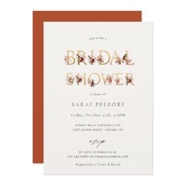 Autumn Earth-Tone Floral Bridal Shower Invitations