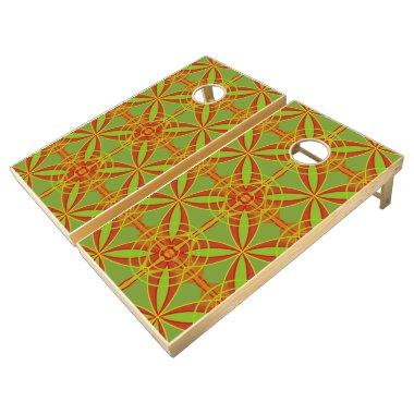 Autumn Fall Colors Abstract Geometric Design Cornhole Set