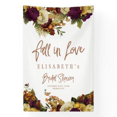 Autumn fall floral bridal shower party modern banner