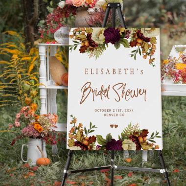 Autumn fall floral bridal shower party welcome foam board