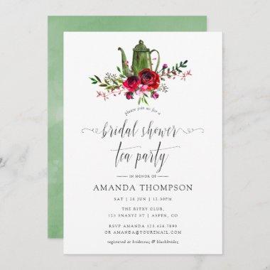 Autumn - Fall Floral Bridal Shower Tea Party Invitations