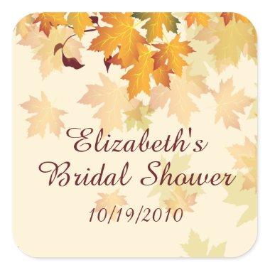Autumn Fall Leaves Bridal Shower Sticker