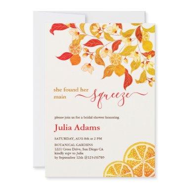 Autumn Fall Lemon Tea Party Bridal Shower Invitations