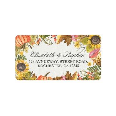 Autumn Fall Maple Leaves Pumpkin Wedding Address Label