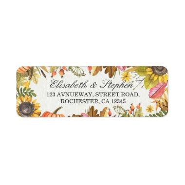 Autumn Fall Maple Leaves Pumpkin Wedding Address Label