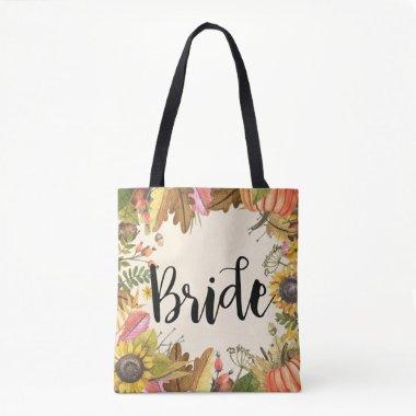 Autumn Fall Maple Leaves Pumpkin Wedding Brides Tote Bag