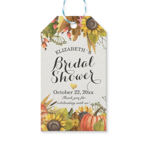 Autumn Fall Maple Leaves Pumpkins Bridal Shower Gift Tags