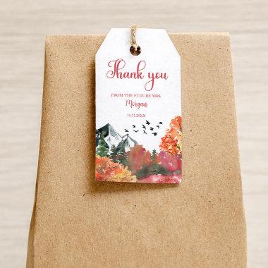 Autumn Fall Mountain Forest Bridal Shower Thanks Gift Tags