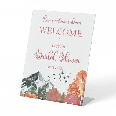 Autumn Fall Mountain Forest  Welcome Pedestal Sign