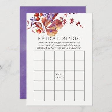 Autumn - Fall Watercolor Bridal Shower Bingo Invitations
