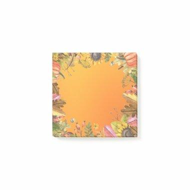 Autumn Fall Wedding Maple Leaves Pumpkin Sunflower Post-it Notes