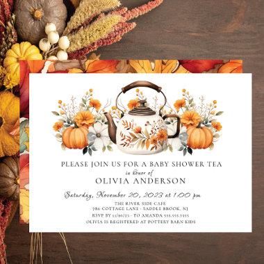 Autumn Floral Bridal Tea Party Invitations